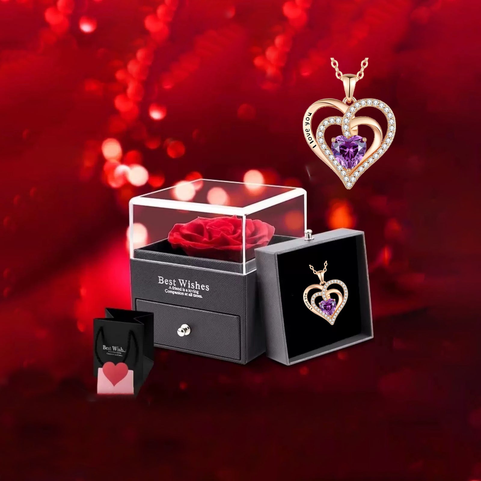 s925 Silver Heart CZ Necklace – Mother's Day Gift for Mom with Gift Box & Card