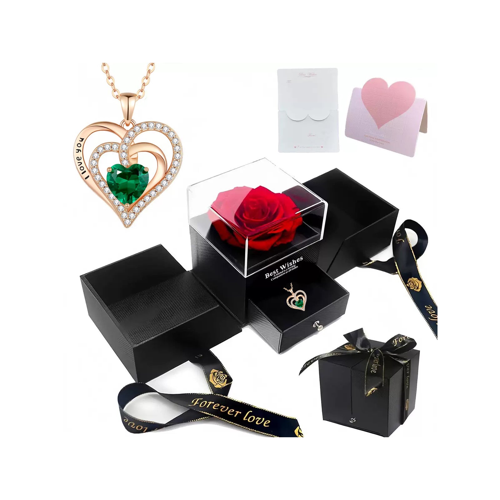 s925 Silver Heart CZ Necklace – Mother's Day Gift for Mom with Gift Box & Card