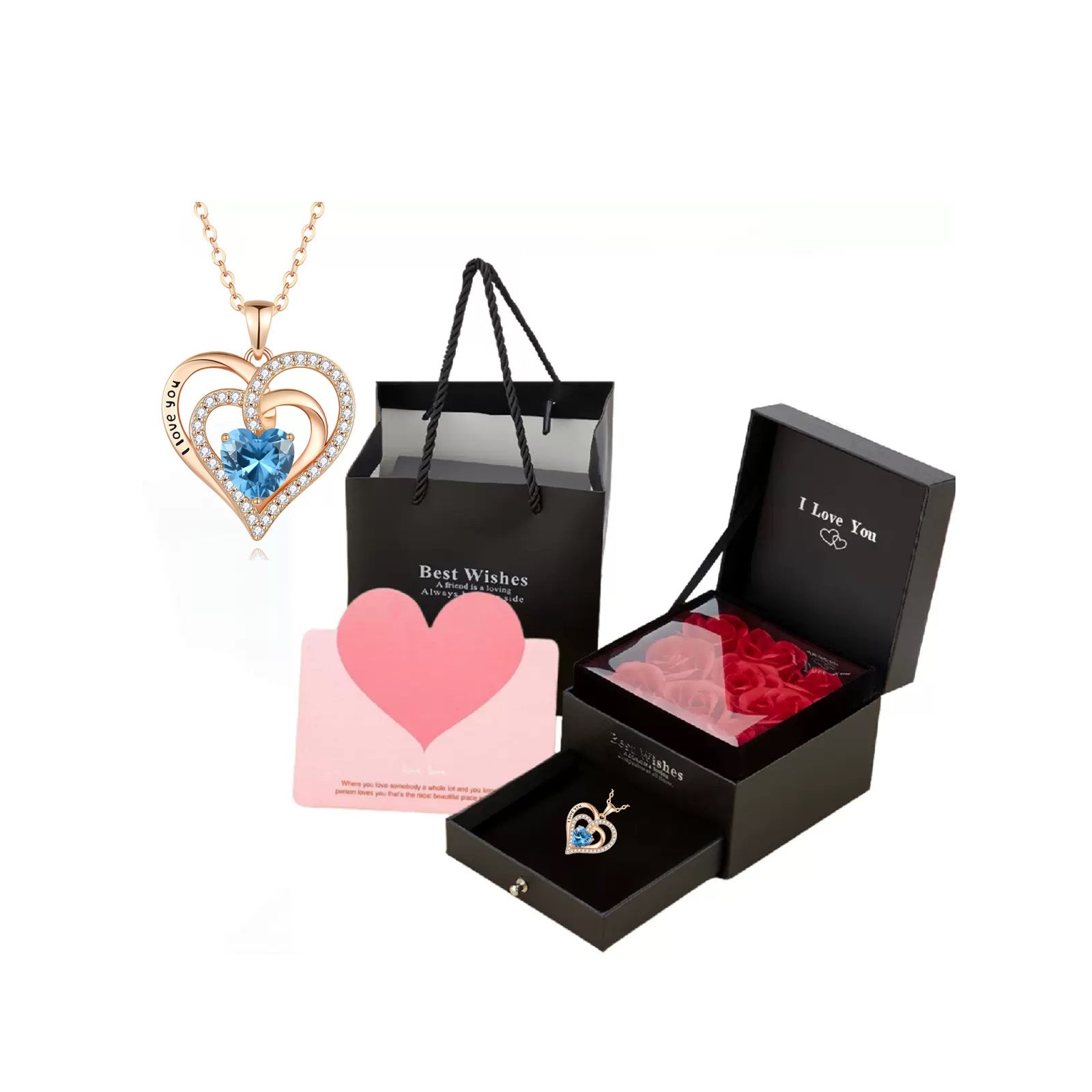 s925 Silver Heart CZ Necklace – Mother's Day Gift for Mom with Gift Box & Card