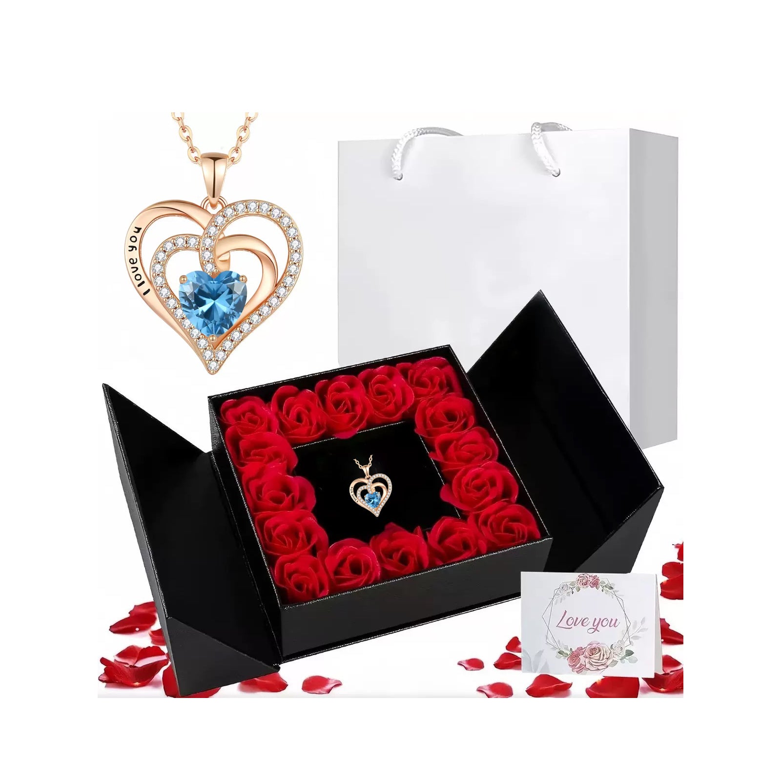 s925 Silver Heart CZ Necklace – Mother's Day Gift for Mom with Gift Box & Card