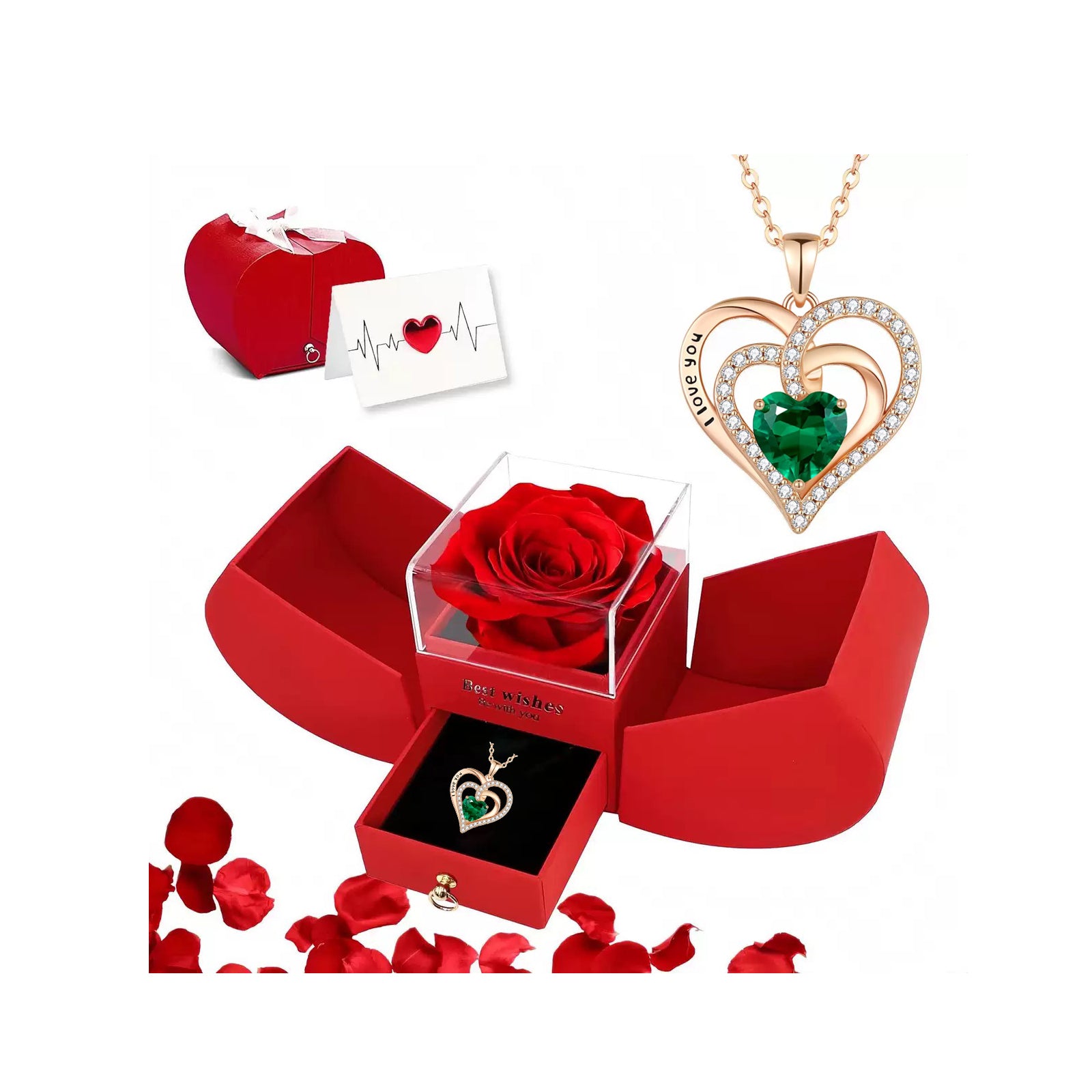 s925 Silver Heart CZ Necklace – Mother's Day Gift for Mom with Gift Box & Card