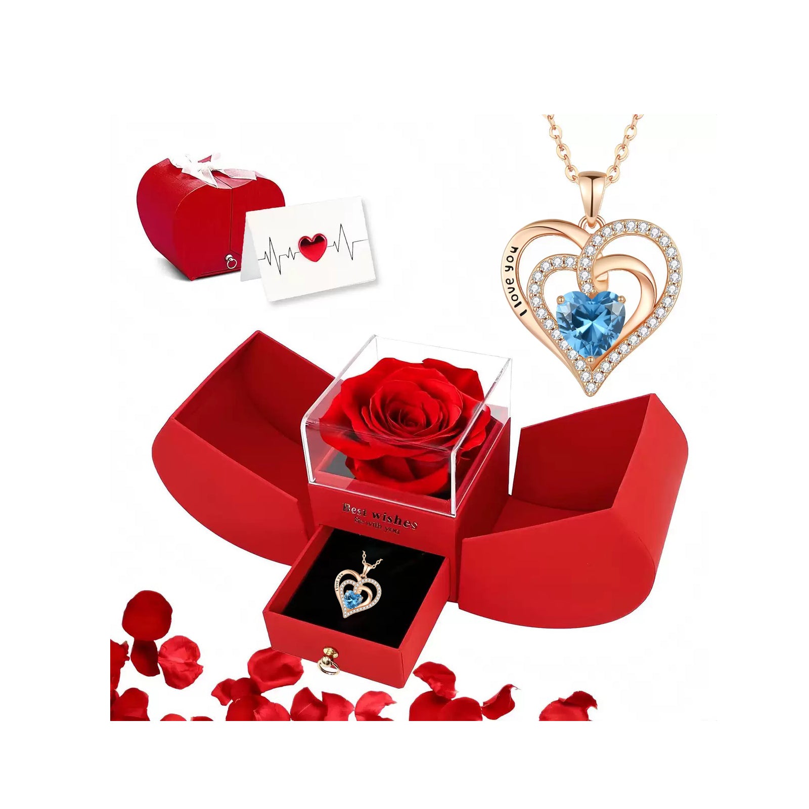 s925 Silver Heart CZ Necklace – Mother's Day Gift for Mom with Gift Box & Card