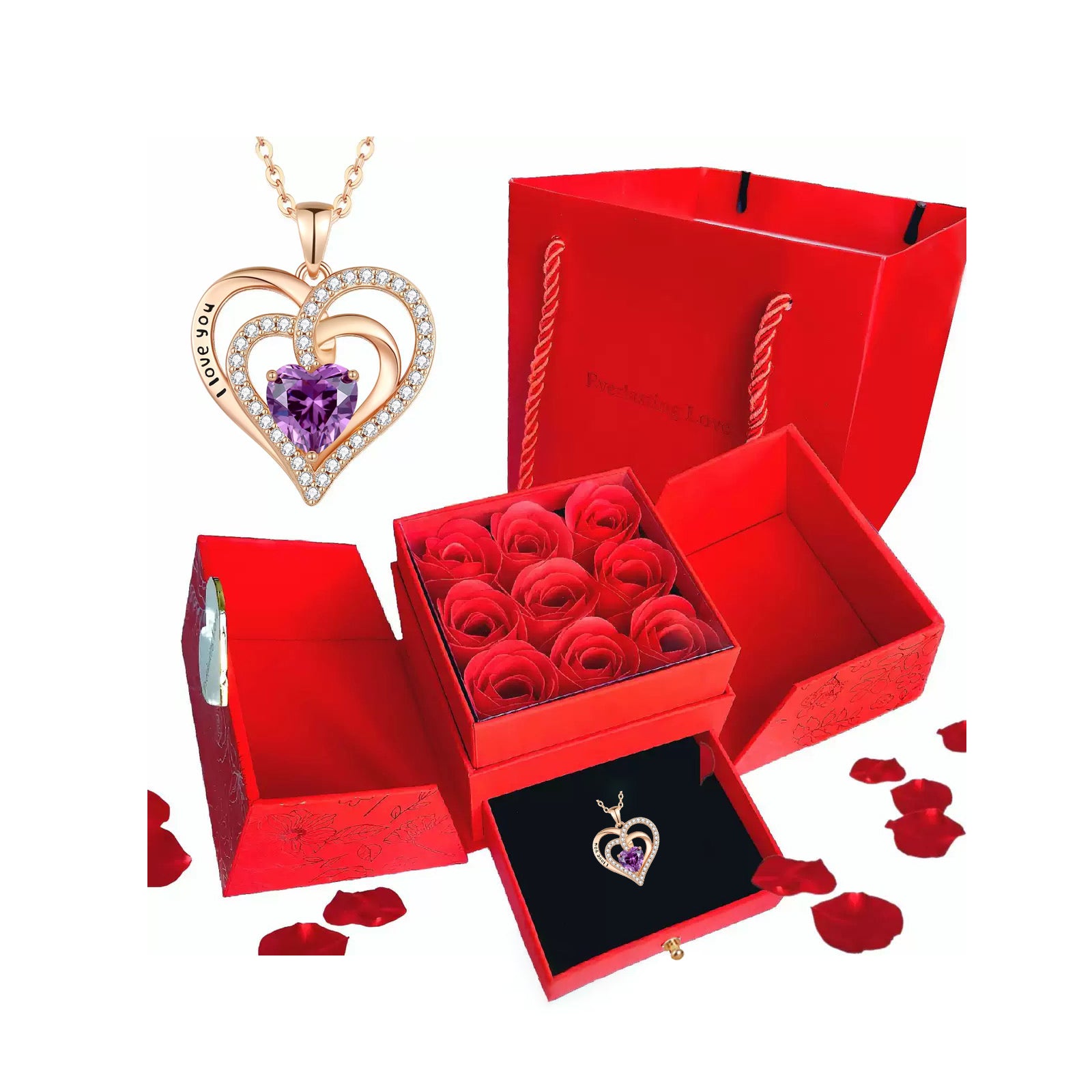 s925 Silver Heart CZ Necklace – Mother's Day Gift for Mom with Gift Box & Card