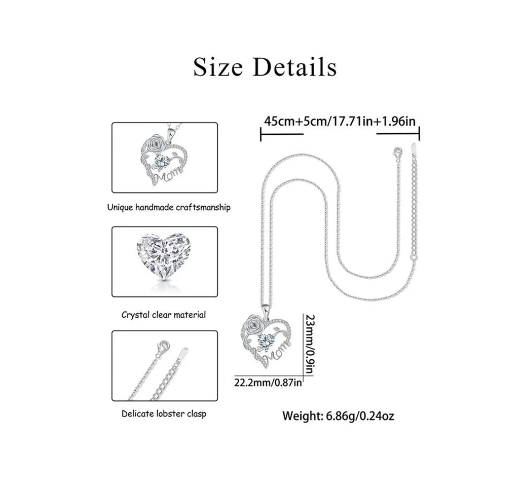 "Mom" Heart Zircon Necklace - Mother’s Day Special Gift