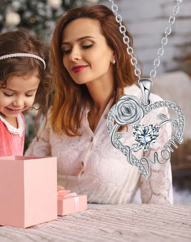 "Mom" Heart Zircon Necklace - Mother’s Day Special Gift