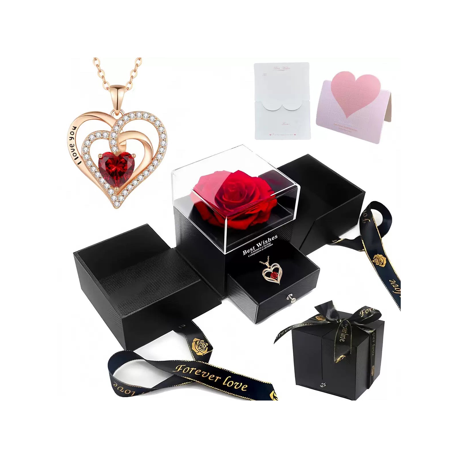 s925 Silver Heart CZ Necklace – Mother's Day Gift for Mom with Gift Box & Card