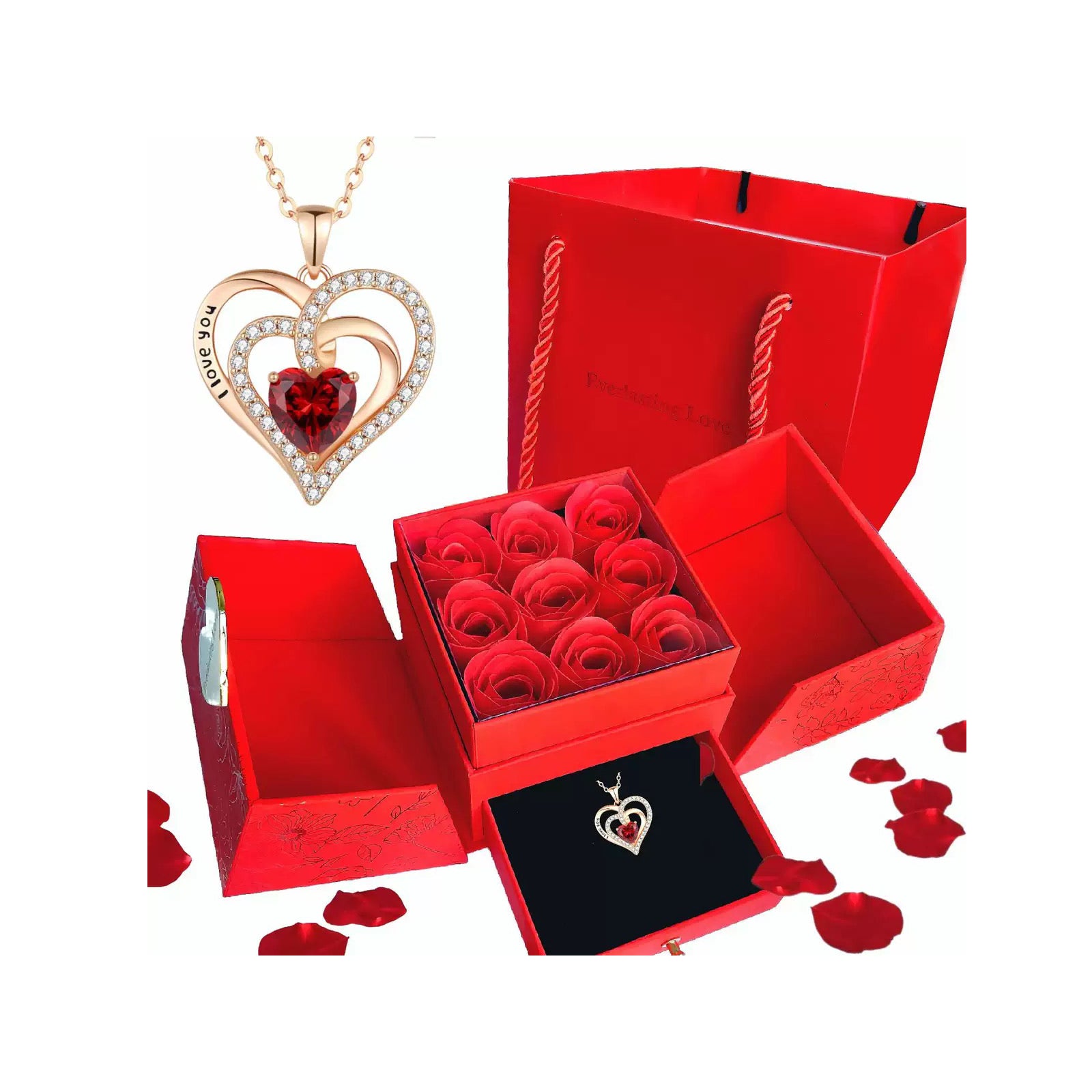 s925 Silver Heart CZ Necklace – Mother's Day Gift for Mom with Gift Box & Card