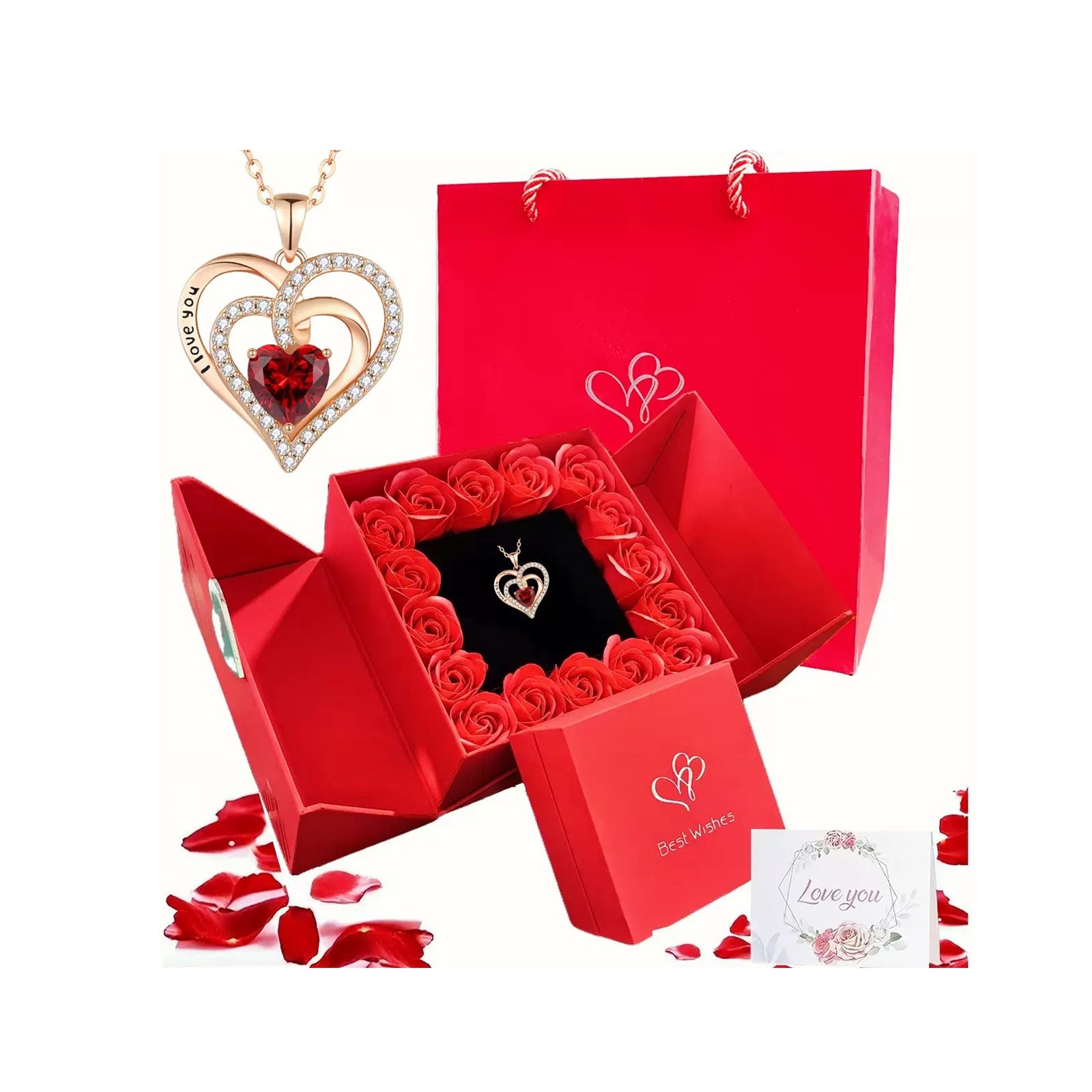 s925 Silver Heart CZ Necklace – Mother's Day Gift for Mom with Gift Box & Card